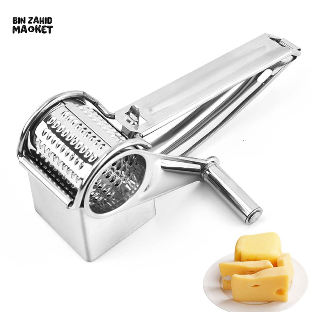 STAINLESS STEEL HANDHELD ROTARY CHEESE GRATER & VEGETABLE SHREDDER