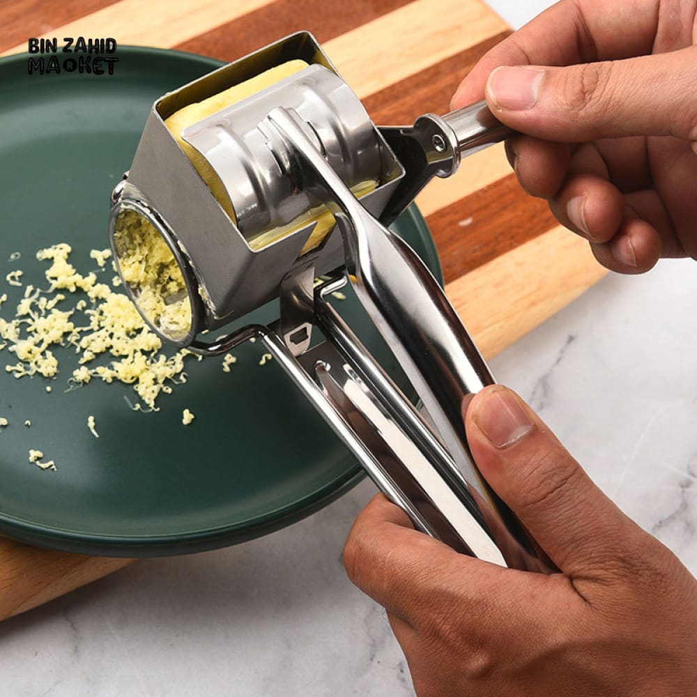 STAINLESS STEEL HANDHELD ROTARY CHEESE GRATER & VEGETABLE SHREDDER