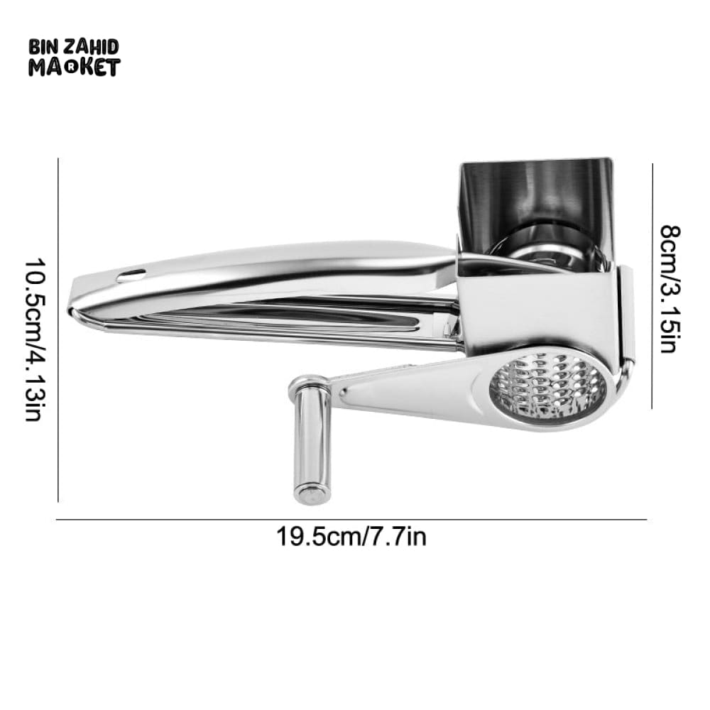 STAINLESS STEEL HANDHELD ROTARY CHEESE GRATER & VEGETABLE SHREDDER