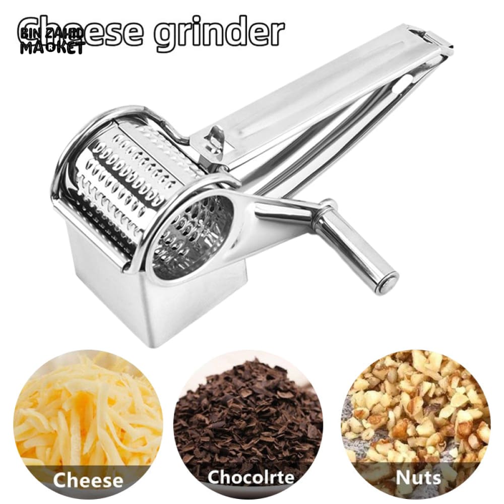 STAINLESS STEEL HANDHELD ROTARY CHEESE GRATER & VEGETABLE SHREDDER