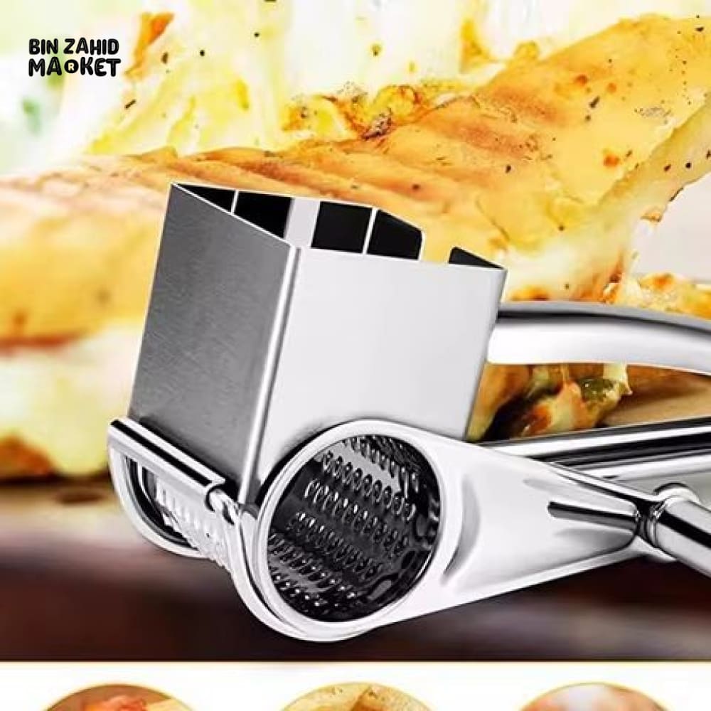 STAINLESS STEEL HANDHELD ROTARY CHEESE GRATER & VEGETABLE SHREDDER