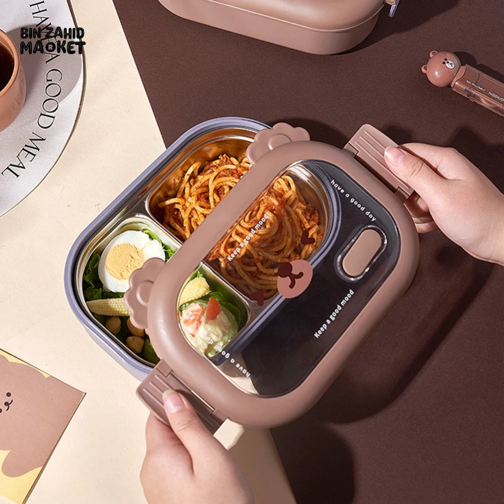 STAINLESS STEEL LUNCH BOX – MICROWAVABLE FOOD STORAGE PORTABLE THERMOS WITH DIVIDERS PERFECT FOR ADULTS & KIDS IDEAL FOR SCHOOL OFFICE & TRAVEL