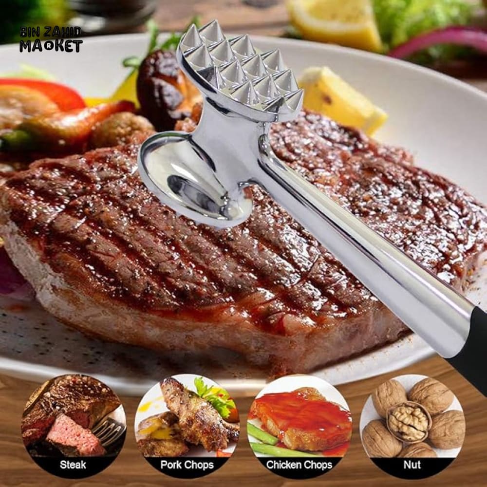 STAINLESS STEEL MEAT HAMMER TENDERIZER – DOUBLE-SIDED