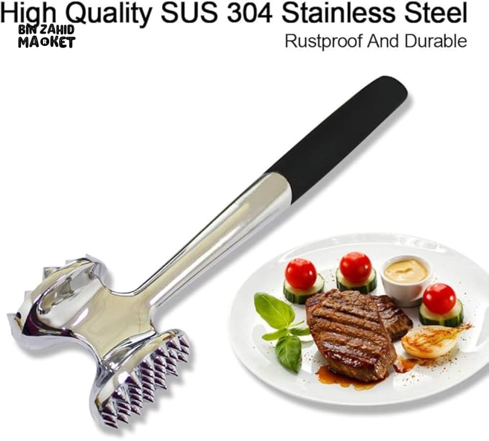 STAINLESS STEEL MEAT HAMMER TENDERIZER – DOUBLE-SIDED