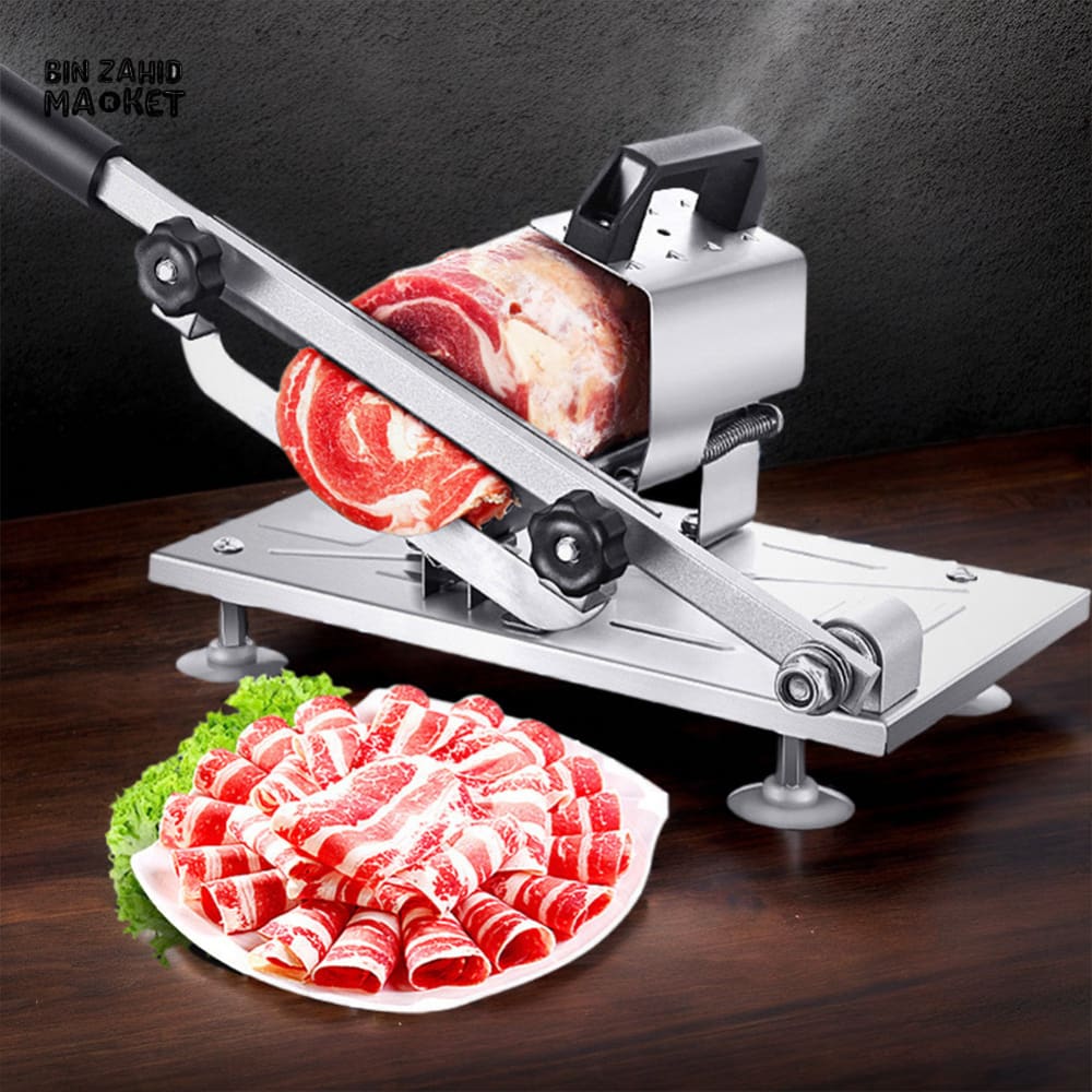STAINLESS STEEL MEAT & VEGETABLE SLICER – ADJUSTABLE THICKNESS CUTTER FOR BEEF MUTTON FRUIT & HERBS