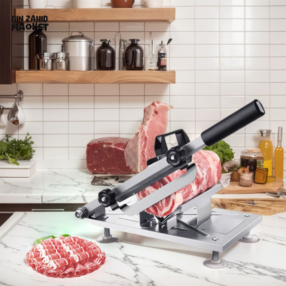 STAINLESS STEEL MEAT & VEGETABLE SLICER – ADJUSTABLE THICKNESS CUTTER FOR BEEF MUTTON FRUIT & HERBS