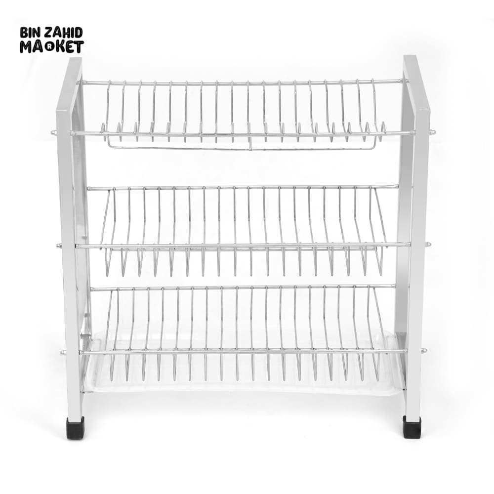 STAINLESS STEEL PLATE RACK – RUSTPROOF & SPACE-SAVING KITCHEN ORGANIZER - 3 TIER SMALL