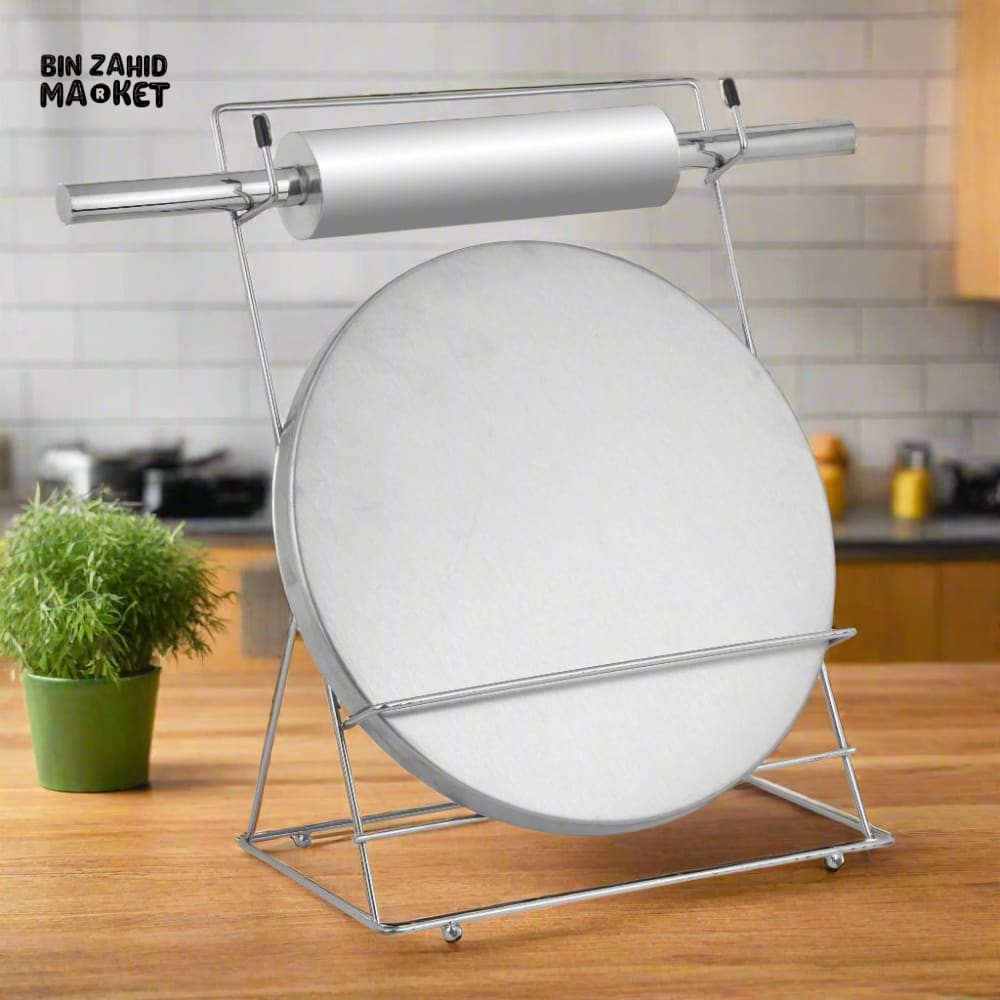 STAINLESS STEEL ROLLING PIN & BOARD SET - ROD FRAME