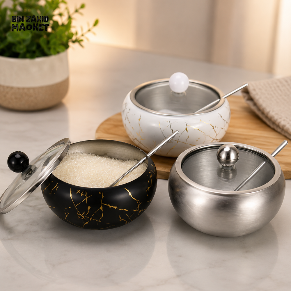 STAINLESS STEEL SEASONING JAR WITH LID & SPOON