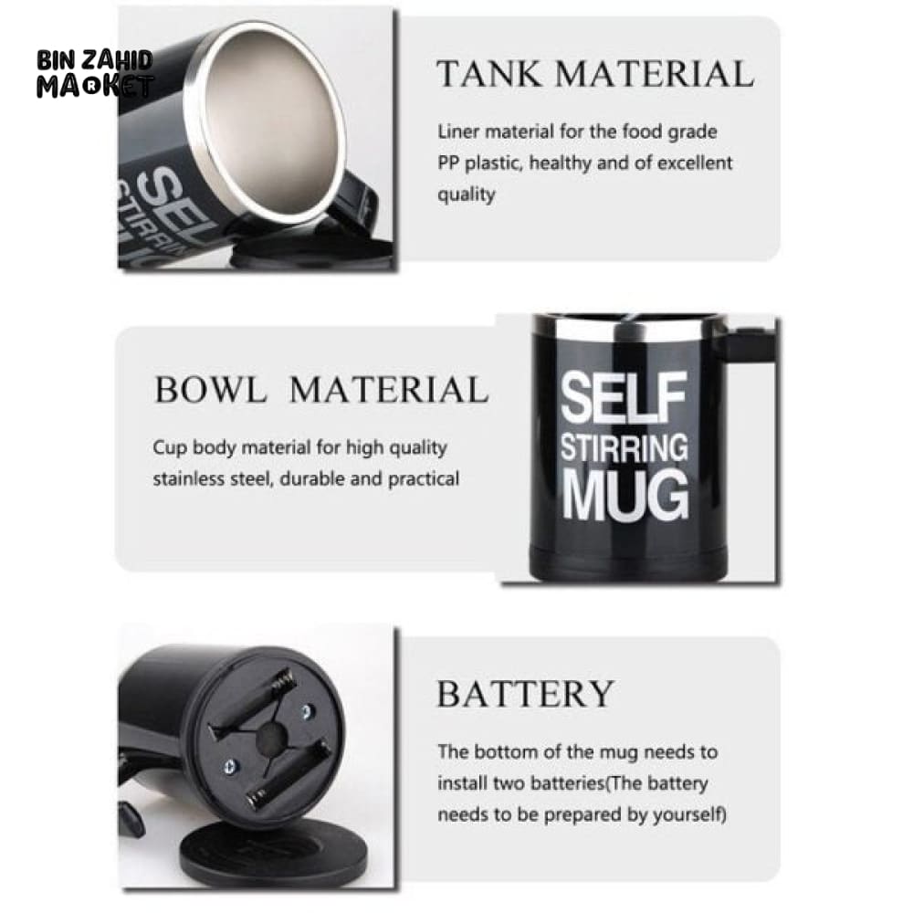 STAINLESS STEEL SELF STIRRING MUG – AUTO MIXING COFFEE CUP