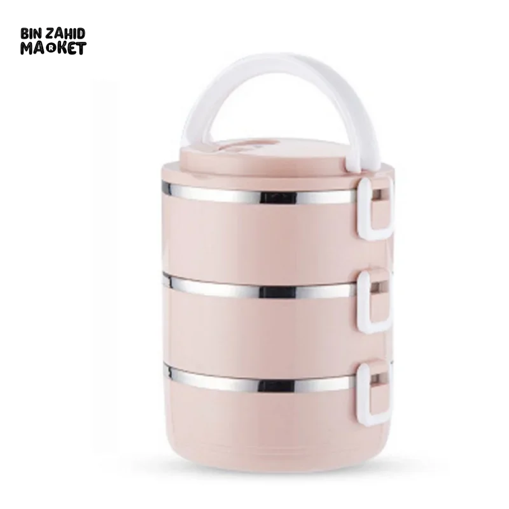 STAINLESS STEEL THERMAL LUNCH BOX LEAKPROOF PORTABLE MULTI-PURPOSE CONTAINER - 3 LAYERS