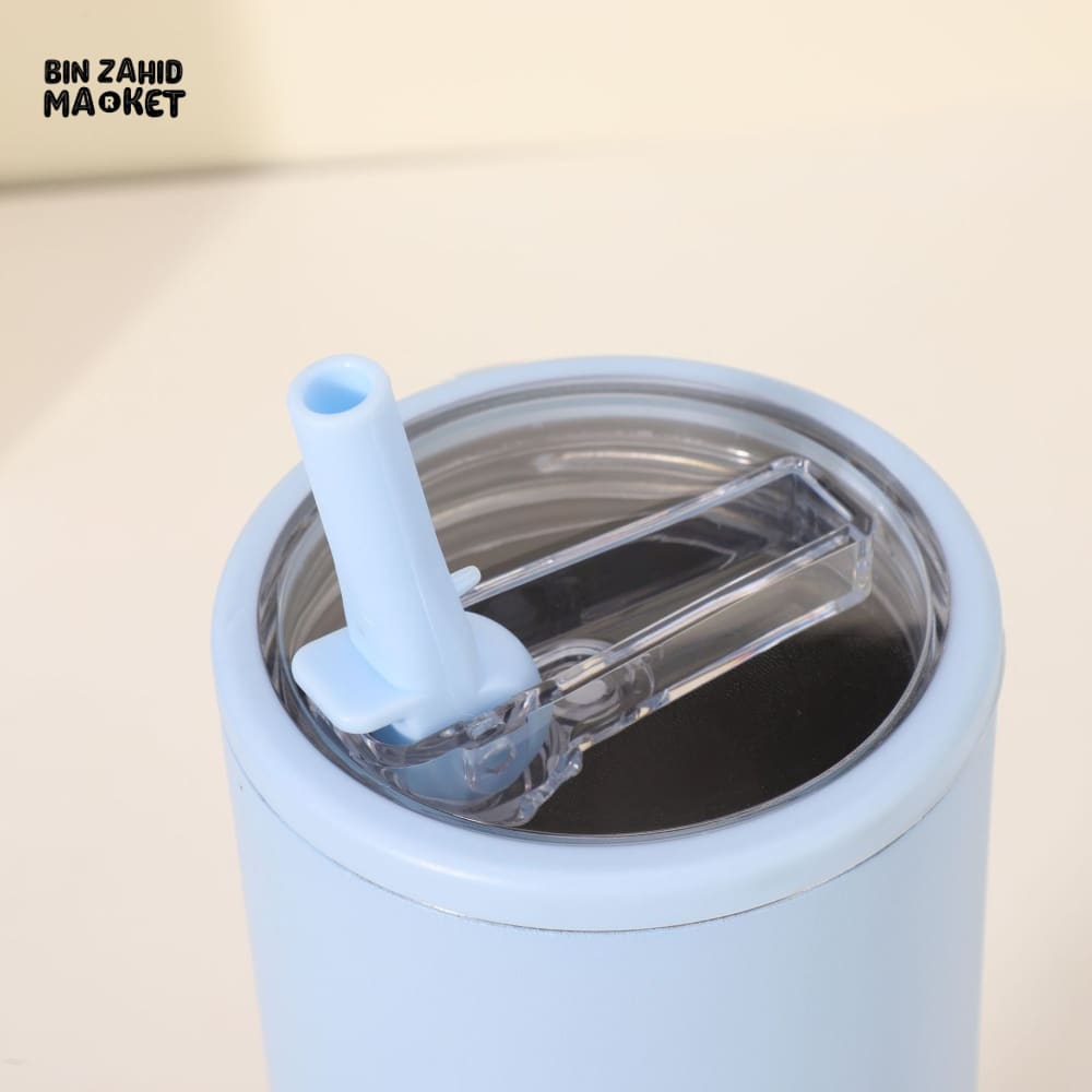 STAINLESS STEEL TUMBLER 40 OZ – VACUUM INSULATED TRAVEL MUG WITH STRAW & HANDLE KEEPS DRINKS HOT & COLD BLUE