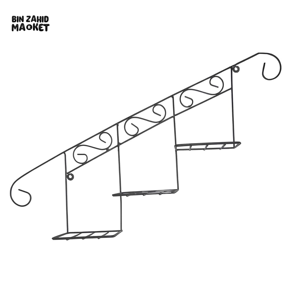 STAIRCASE FLORAL DISPLAY WALL BASKET Black