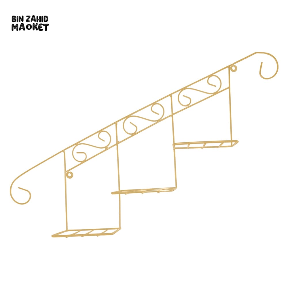 STAIRCASE FLORAL DISPLAY WALL BASKET Golden