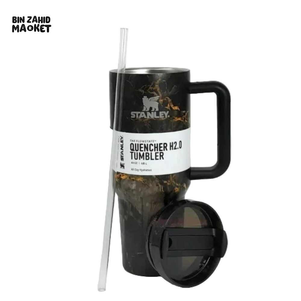 STANLEY 40OZ PRINTED TUMBLER WITH HANDLE - BLACK EDITION