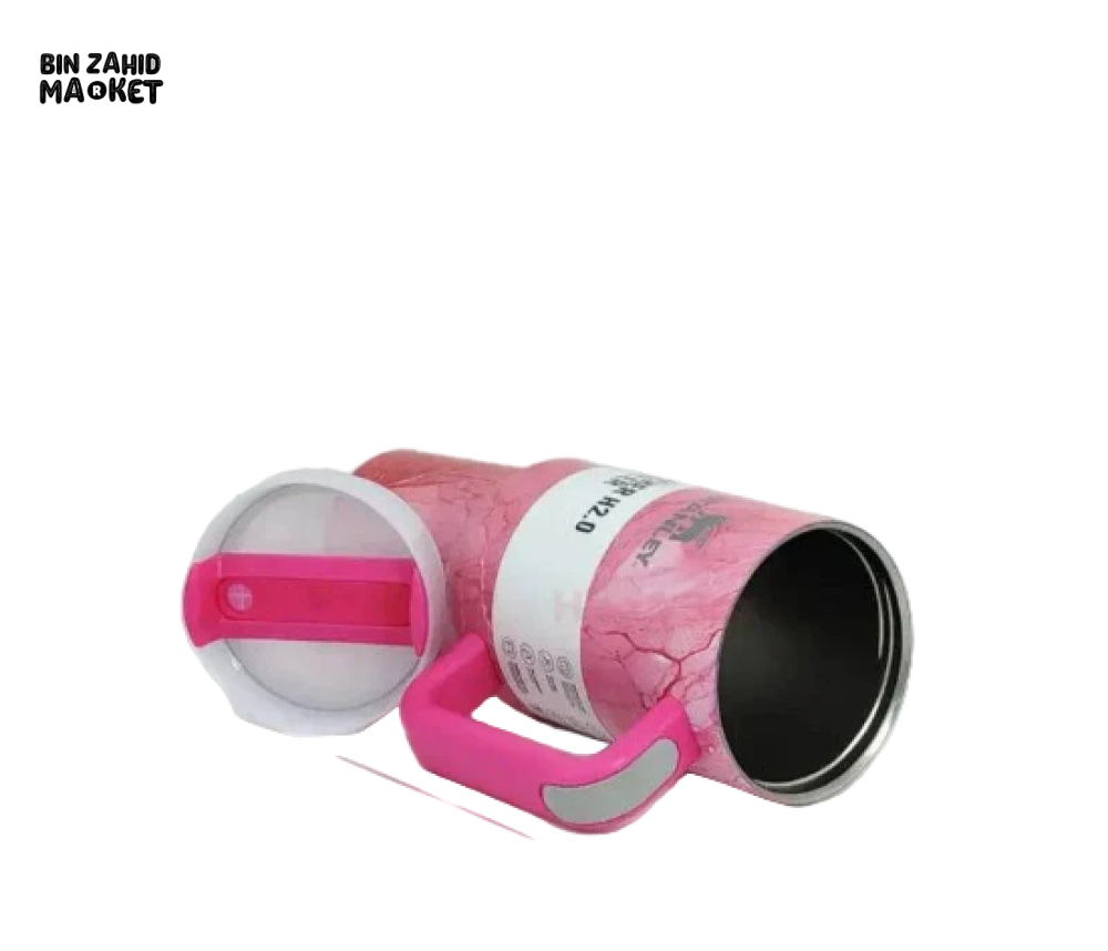 STANLEY 40OZ PRINTED TUMBLER WITH HANDLE - DEEP PINK EDITION
