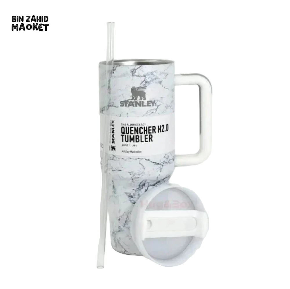 STANLEY 40OZ PRINTED TUMBLER WITH HANDLE - WHITE EDITION