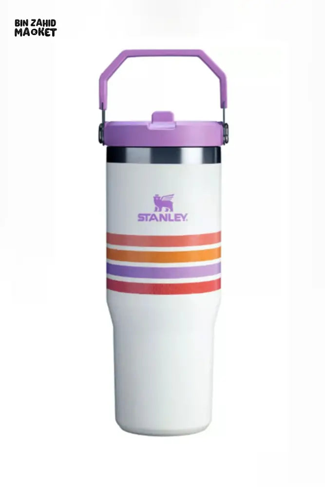 STANLEY ICEFLOW™ 30 OZ FLIP STRAW TUMBLER - CREAM LILAC STRIPE