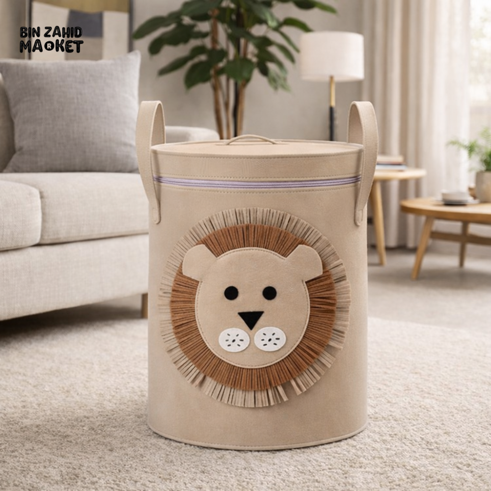 STORIUM CARTOON PRINTED STORAGE BOX - ROUND ZIPPER LID