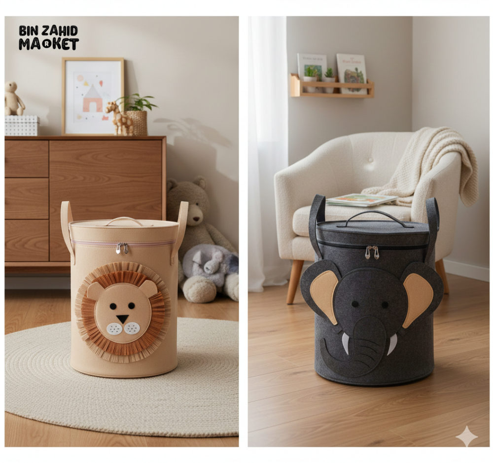 STORIUM CARTOON PRINTED STORAGE BOX - ROUND ZIPPER LID