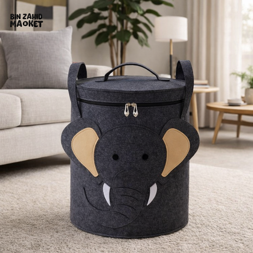 STORIUM CARTOON PRINTED STORAGE BOX - ROUND ZIPPER LID