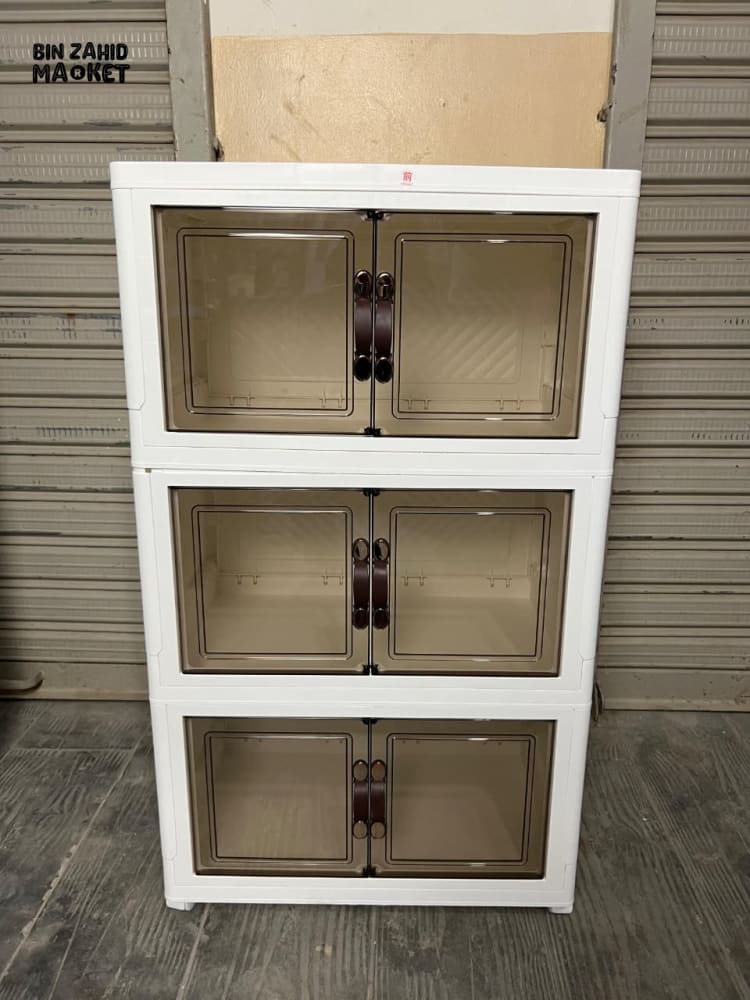 STORIUM STACKABLE STORAGE CUPBOARD - 3 LAYERS