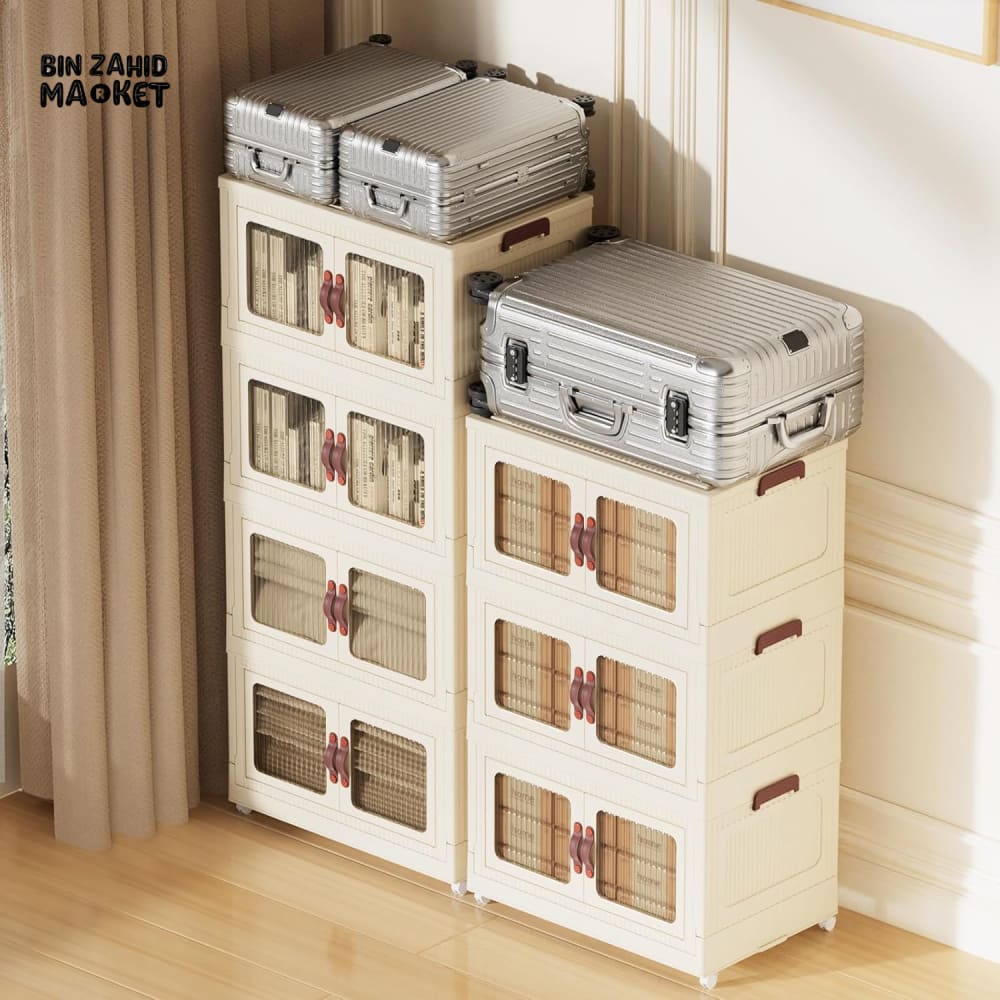 STORIUM STACKABLE STORIES MULTILAYERS WARDROBE STORAGE CABINET WITH WHEELS - SOLID & TRANSPARENT