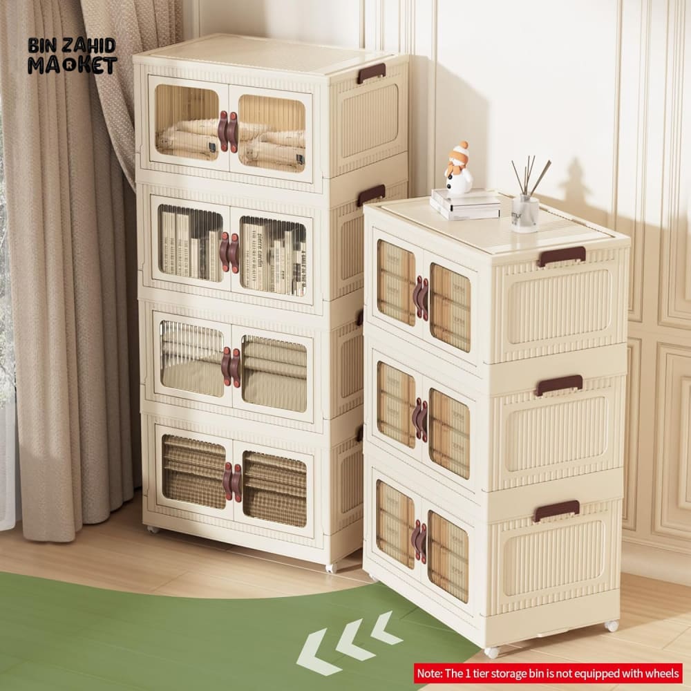 STORIUM STACKABLE STORIES MULTILAYERS WARDROBE STORAGE CABINET WITH WHEELS - SOLID & TRANSPARENT 3 Layers Stories