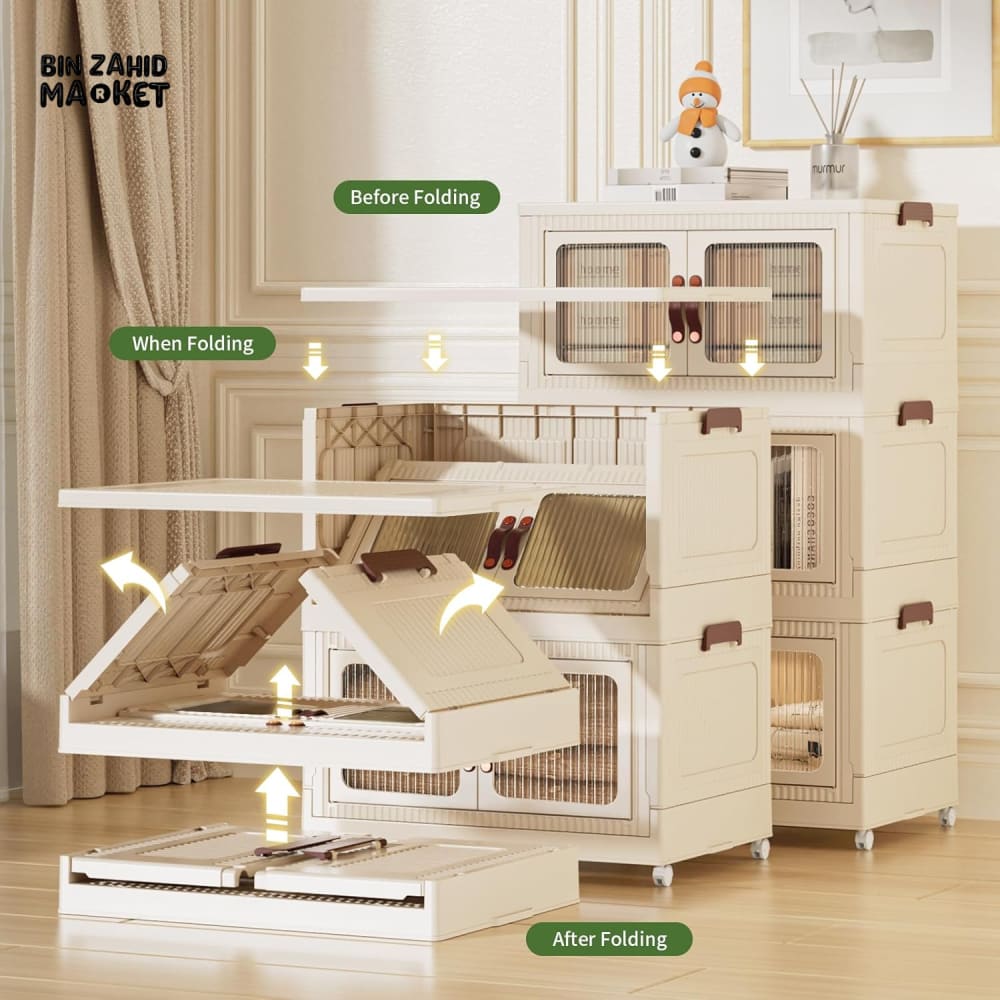 STORIUM STACKABLE STORIES MULTILAYERS WARDROBE STORAGE CABINET WITH WHEELS - SOLID & TRANSPARENT