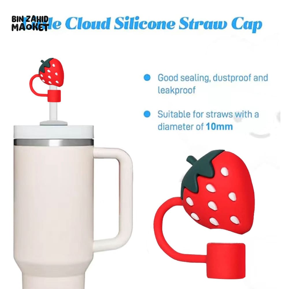STRAW COVER FOR STANLEY - STRAWBERRY RESUABLE STRAW TOPPER