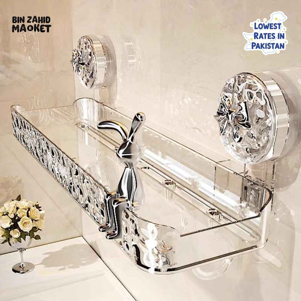 SUCTION CUP BATHROOM STORAGE SHELF
