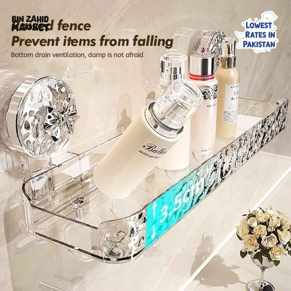 SUCTION CUP BATHROOM STORAGE SHELF