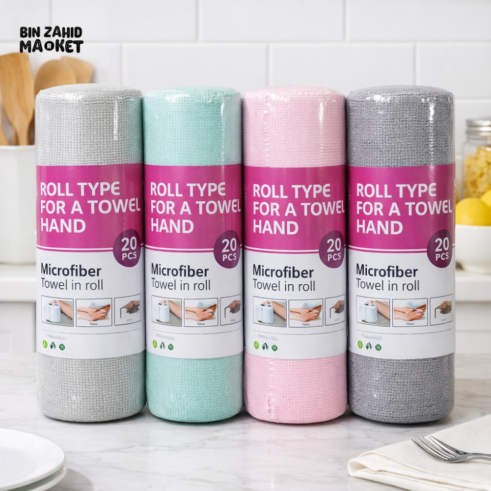 SUPER SOFT MICROFIBER WIPE ROLL 20 PIECES PACK – MULTI-USE CLEANING TOWELS