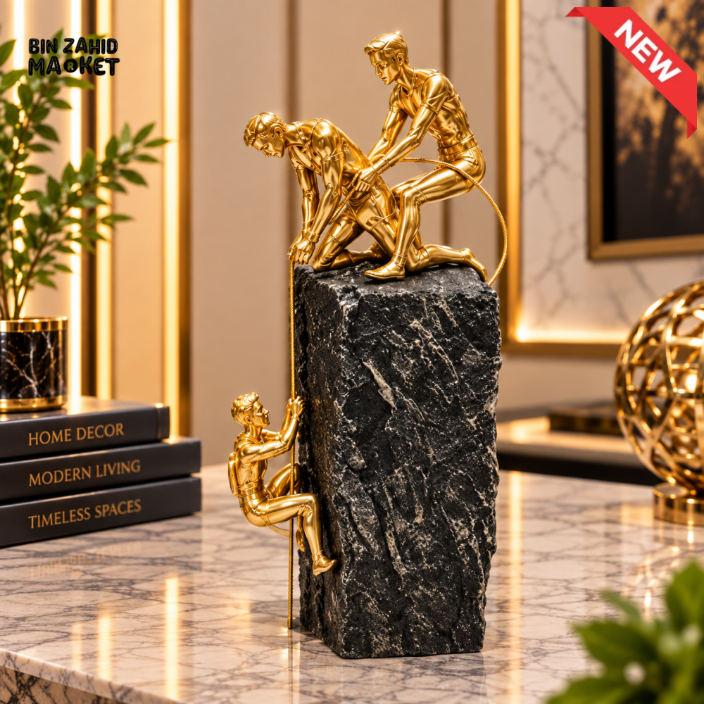 TEAMWORK CLIMBING FIGURE SCULPTURE DECOR