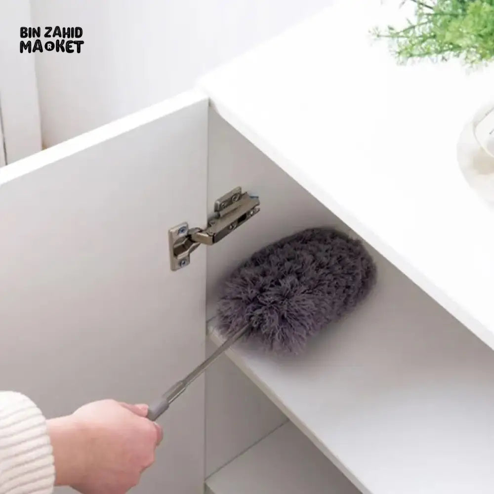 TELESCOPIC MICROFIBER FEATHER DUSTER WITH STAINLESS STEEL POLE – COBWEB & CEILING CLEANING TOOL