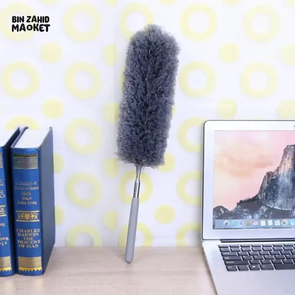 TELESCOPIC MICROFIBER FEATHER DUSTER WITH STAINLESS STEEL POLE – COBWEB & CEILING CLEANING TOOL