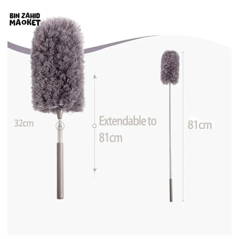 TELESCOPIC MICROFIBER FEATHER DUSTER WITH STAINLESS STEEL POLE – COBWEB & CEILING CLEANING TOOL