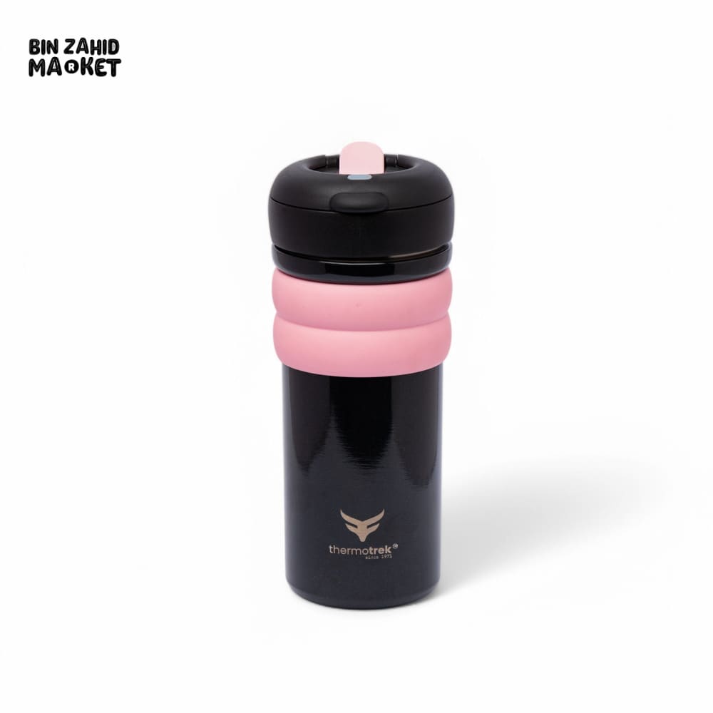 THERMOTREK STAINLESS STEEL INSULATED SIPPY WATER BOTTLE WITH SCREW-ON CAP - 16-90 OZ 500ML BLACK/PINK