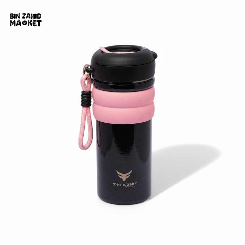 THERMOTREK STAINLESS STEEL INSULATED SIPPY WATER BOTTLE WITH SCREW-ON CAP - 16-90 OZ 500ML BLACK/PINK