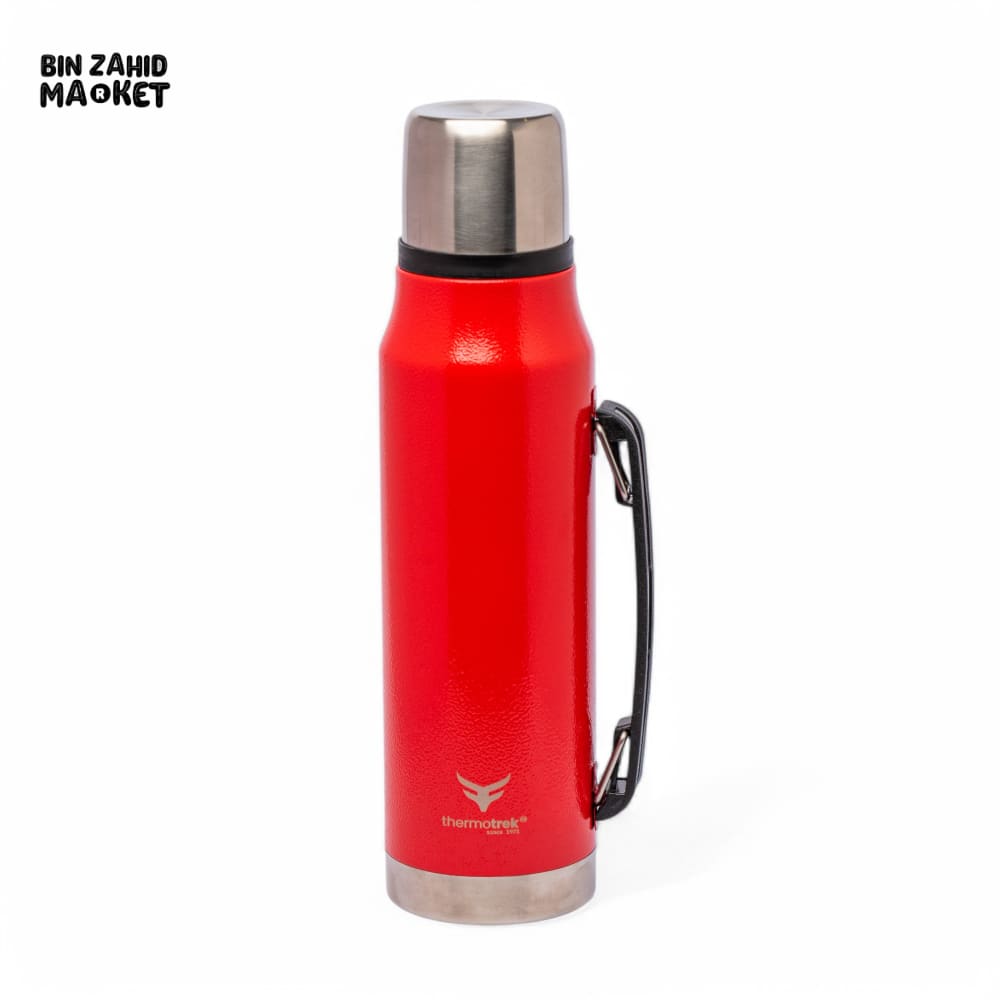 THERMOTREK STAINLESS STEEL INSULATED THERMOS WITH HANDLE - 33-8 OZ 1000ML RED