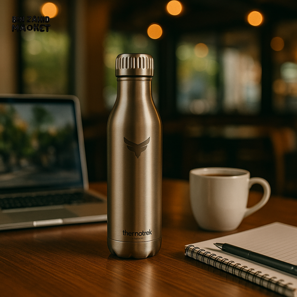 THERMOTREK STAINLESS STEEL INSULATED WATER BOTTLE WITH SCREW-ON CAP - 16-9 OZ 500ML BLACK