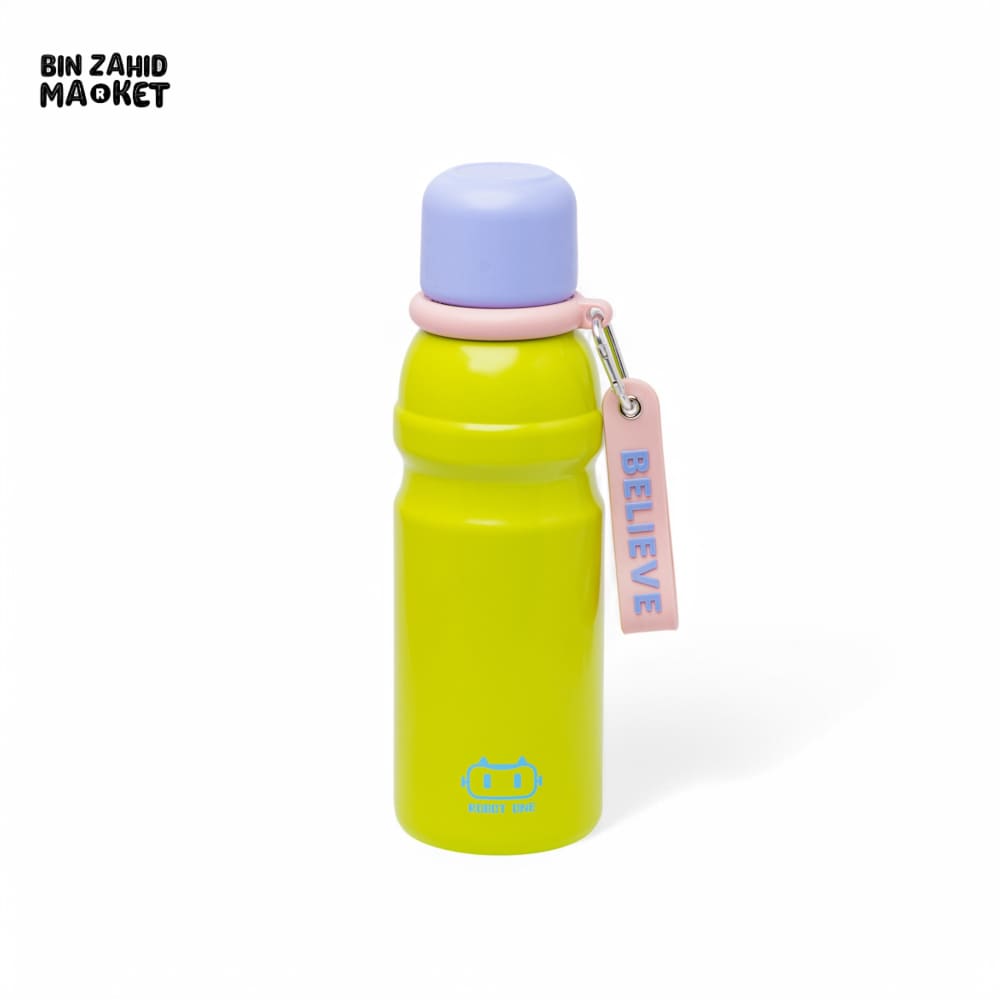 THERMOTREK STAINLESS STEEL INSULATED WATER BOTTLE WITH SCREW-ON CAP - 20-3 OZ 600ML GREEN/BLUE CUP