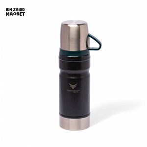 THERMOTREK STAINLESS STEEL INSULATED WATER BOTTLE WITH SCREW-ON CAP - 23 OZ 680ML BLACK