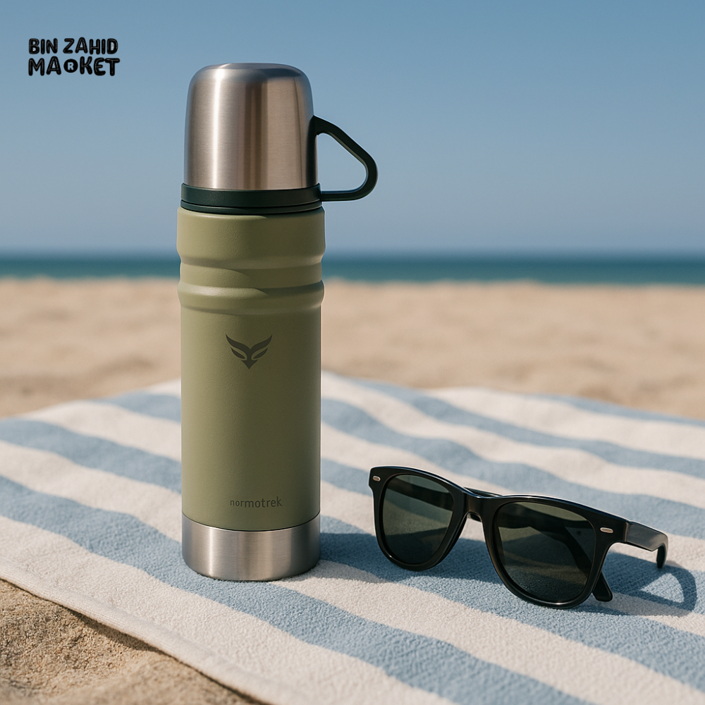 THERMOTREK STAINLESS STEEL INSULATED WATER BOTTLE WITH SCREW-ON CAP - 23 OZ 680ML GREY