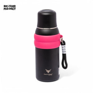 THERMOTREK STAINLESS STEEL INSULATED WATER BOTTLE WITH SCREW-ON CAP - 27 OZ 800ML BLACK/PINK
