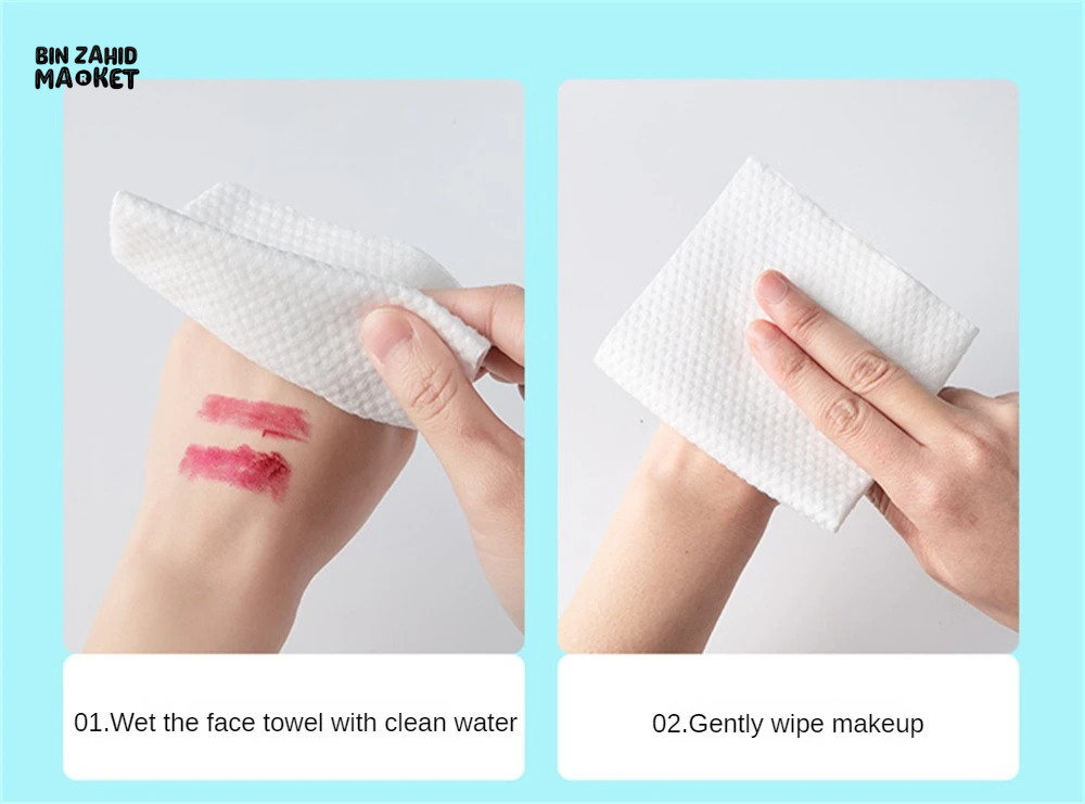 THICK MAKEUP REMOVAL & DRY WIPES - 70 PIECES DISPOSABLE 100% COTTON FACE TOWELS