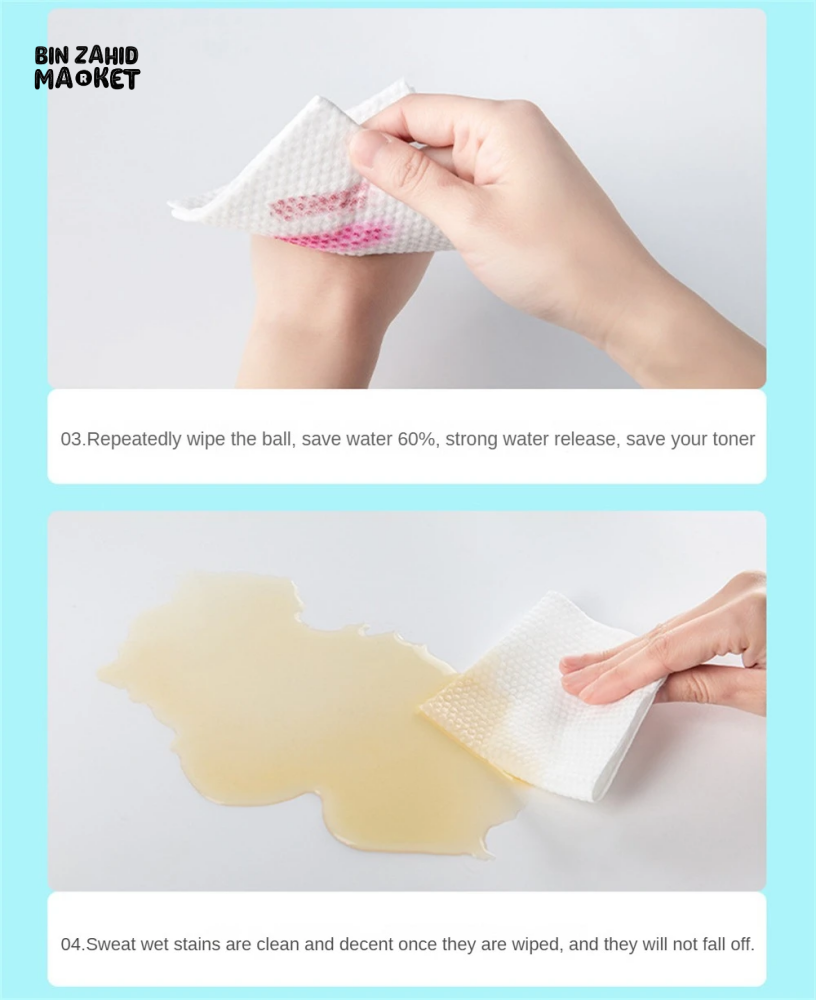 THICK MAKEUP REMOVAL & DRY WIPES - 70 PIECES DISPOSABLE 100% COTTON FACE TOWELS