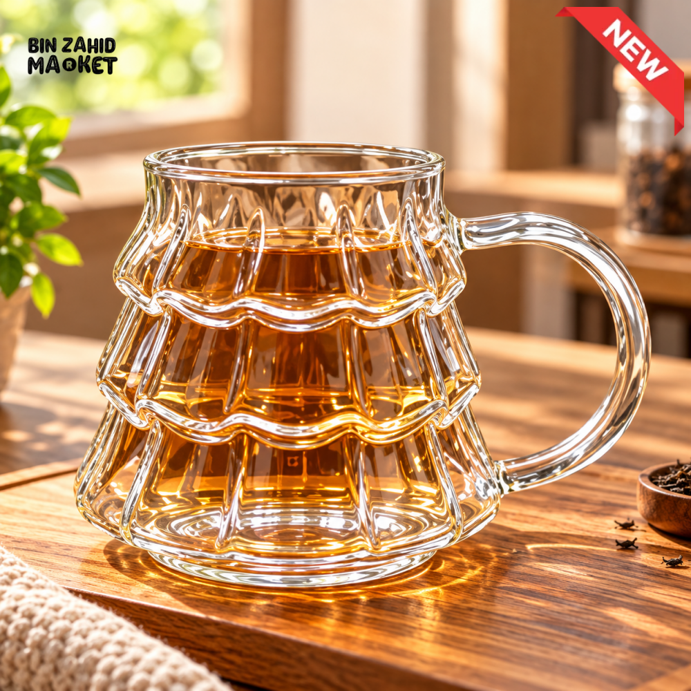 TIERED TEXTURED GLASS MUG WITH HANDLE - Mugs