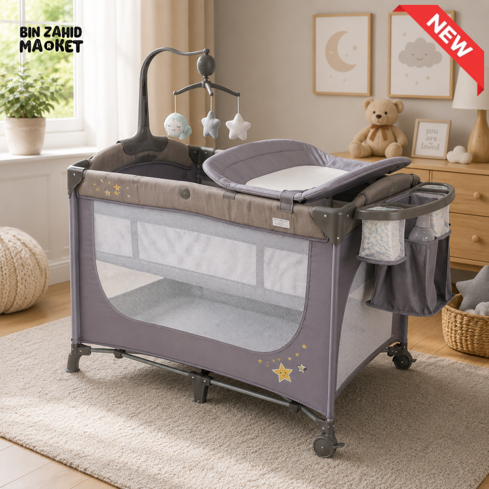 ALL-IN-ONE BABY PLAY YARD – GREY