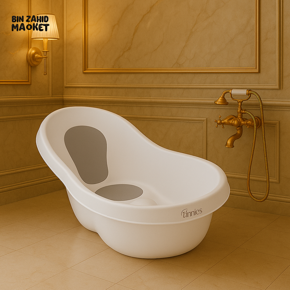 TINNIES BABY BATH TUB – PREMIUM ERGONOMIC INFANT BATHTUB WITH ANTI-SLIP DESIGN, COMFORTABLE NEWBORN TUB FOR EASY & SAFE BATHING - WHITE
